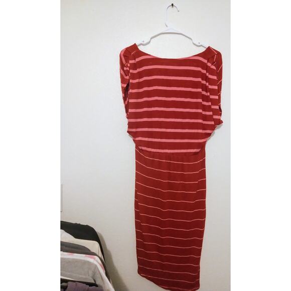 VOLCOM y2k Striped Dress Pink and red stretchy sleeveless midi dress SZ S/P - Picture 2 of 4